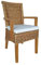 kreatives Wohnen Esszimmer-Stuhl mit Armlehnen Rattanstuhl braun Perth mit Sitzkissen Leinen Weiss, Holz, Extra breit