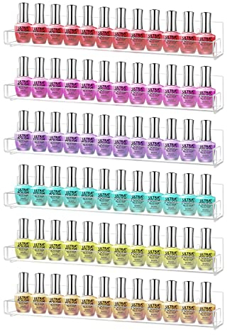 CECOLIC Lot de 6 étagères murales pour vernis à ongles en acrylique pouvant contenir jusqu'à 90 bouteilles, support transparent pour organisateur de vernis à ongles pour présentoir mural - 38 cm