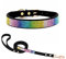 Hundehalsband Kleine Hunde mit Leine, Halsband Welpe Mit Strass Perlen Glitzer Kristall Steine MäDchen Halsband Katze HüNdin Strasssteinen,Buntes Schwarz S