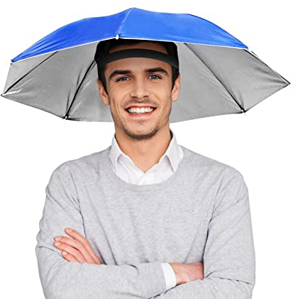 65 cm Sonnencreme Winddicht freihändig Kopfschirm-Kappe,Pilipane Regenschirm-Hut, auf dem Kopf montierter Regenschirm, Faltbarer Hut, Regenschirm für Erwachsene und Kinder