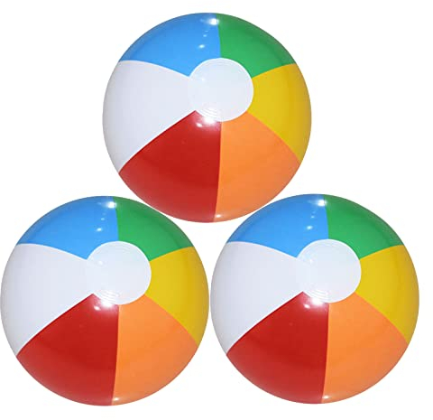TSHAOUN 3 Pcs Ballons de Plage,Ballons de Plage Gonflables Portables pour Adultes,Ballons de Jeu d'eau de fête,Ballons de Piscine,Balles Jouets pour la Fête d'été à la Plage (3 Pcs)