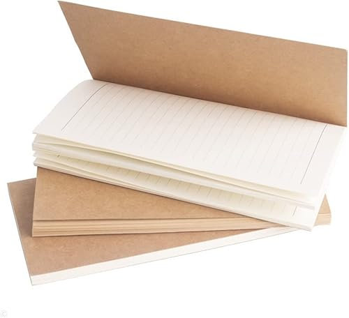 Sixstore Tagebuch-Nachfüllblock, liniertes, leeres, kariertes Papier, Set mit 3 Einlagen für Leder-Notizbuch, Tagebuch, 16,5 x 9,1 cm, 192 Seiten