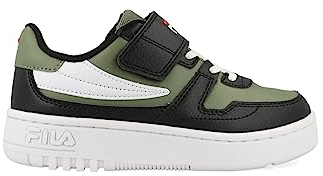 FILA FXVENTUNO Velcro Kids Sneaker, Oil Green-Black, 32 EU