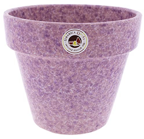 CERÁMICA ESPAÑA | Macetas de Barro Rojo | Macetas Decorativas | Macetas de cerámica | Macetas Exterior | Decorado Moteado Rosa - D04 | Decoración 100% Hecho a Mano | 20x20x17 cm