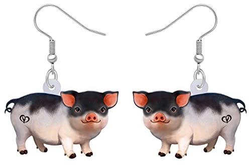 LONYOO Acryl Rosa Schwein Ohrringe baumeln niedlich Schwein Schmuck für Mädchen Frauen Schwein Geschenke (Schwarz und Weiß)