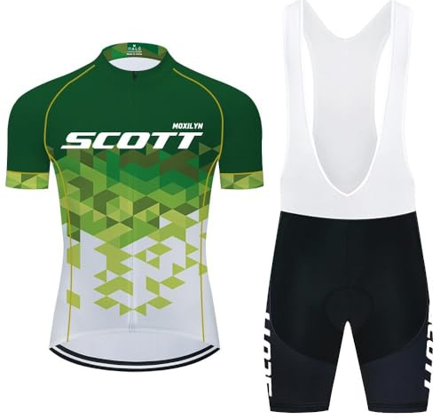 Moxilyn Abbigliamento Ciclismo Set Manica Corta Tuta Ciclismo Uomo Completo Ciclismo Estivo per Bici da MTB con Pantaloncini Imbottiti in Gel Traspirante