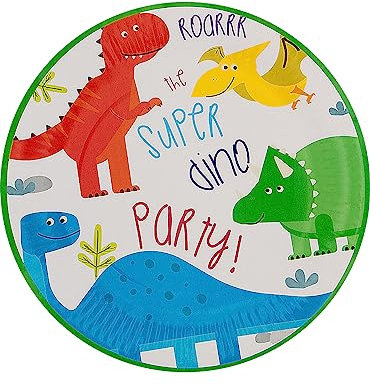 Funidelia | 8 piatti con dinosauri 23 cm Dinosaurs party ▶ Animali, T-Rex, Jurassic Park, Film e Cinema - Decorazioni per feste di compleanno, feste in maschera, Halloween e Carnevale - Verde