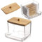 AIMIXUN 2 Pcs Cotton Bud Dispenser, Cotton Swab Dispenser with Bamboo Lids, Qtip Holder Makeup Organizer Holder Bathroom Canisters Bamboo Cosmetic Storage Jars Storage Containers for Floss