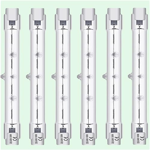 Vinaco R7S 118mm 300w, 5er-Pack j118 r7s dimmbar mit 2800k Warmweiß, Hohe Leistung 5500LM halogenlampe 230v 300w r7s, Langlebig leuchtmittel r7s halogen für Sicherheitsleuchten, Landschaftsleuchten