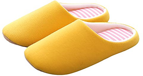 Dislsokrhov Plüsch Hausschuhe Damen Hausschuhe Schlappies Herbst Schuhe Mädels Frottee Senioren Hauslatschen Pantoffeln Schwarz Puschel Duschschuhe Filzhausschuhe 05 Gelb, 41 EU
