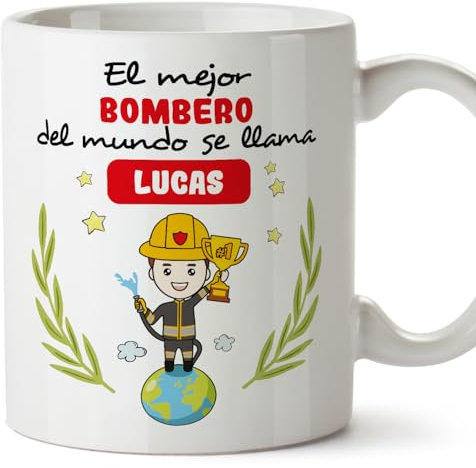 MUGFFINS Tazas Personalizadas para BOMBERO hombre - En Español - Eres Mejor del Mundo - 11 oz / 330 ml - Regalo Personalizable original y divertido