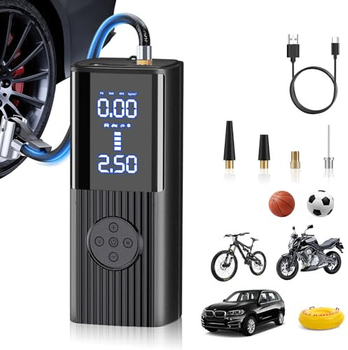 Sobtoe Compresor Aire Portatil,20000Mah&180PSI Compresor Aire Coche,4X Mini Inflador Ruedas hinchador ruedas coche,Inflador Electrico para Coches, Motos, Bicicletas, Anillo de Natación, Etc.