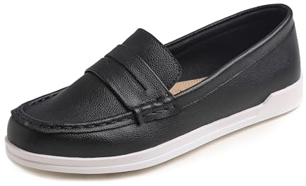 Feversole Comfort Women's Leather Daily Loafer Driving Flats Flexible Walking Boat Shoes