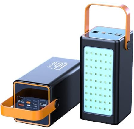 Laptop-Powerbank/Camping-Lampen-Powerbank, 66 W, Schnellladung, 120.000 mAh, große Kapazität, Mobile Stromversorgung (50.000 mA/Schwarz [Schnellladung])