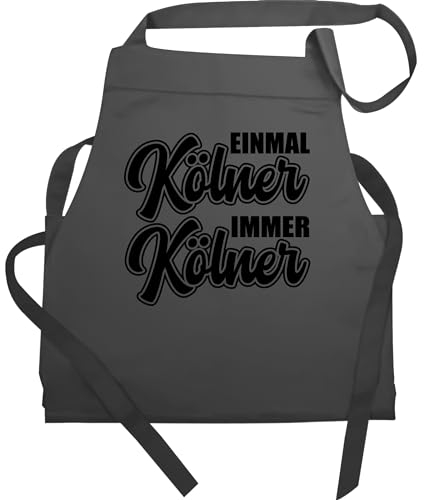 Schürze Geschenk - Karneval & Fasching Erwachsene - Einmal Kölner immer Kölner - schwarz - 60x87 - Anthrazit - geschenke für omis männer kochen koch faschings lustige köche verkleidet carnival