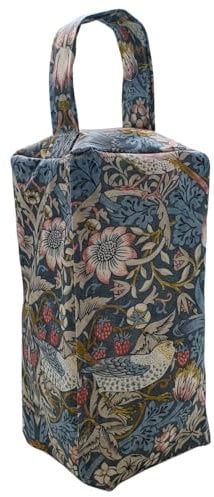 William Morris Fabric Door Stop, Tall Decorative Oilcloth Door Stopper for Outdoor, Indoor, Patio, Kitchen, Bedroom Use - 20cm/8in Tall Fabric Door Stop - Unfilled… (WM Strawberry Thief Grey)