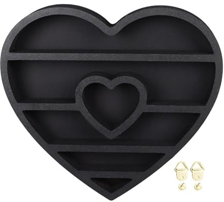 Crystal Display Shelf 11in Plywood Heart Shape Wall Floating Shelf Crystal Storage Hanging Decor Stone Gem Storage Holder for Bedroom Living Room