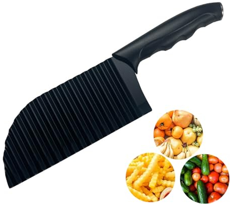 woojfcang Crinkle Cutter, Potato Cutter, Wavy Blade Vegetable Slicer, Stainless Steel Chipper Chopper for French Fries, Veggies, Salad, Carrot & Onions,Crinkle Chip Cutter Cutting Tool