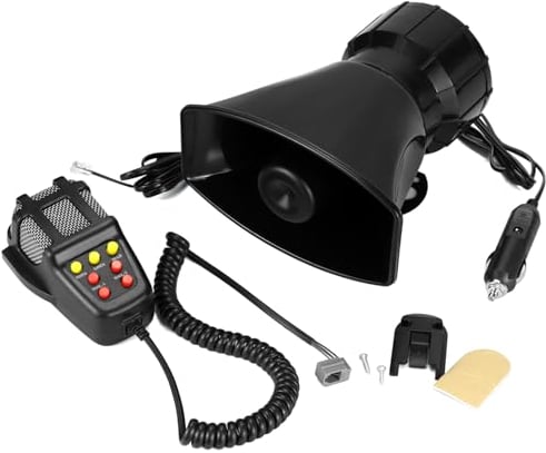 QWORK® Car Horn Autohupe mit 120dB, 7 Tönen, einfacher Verbindung über Zigarettenanzünder, wasserdicht für 12V LKW, Fahrzeuge, Boot