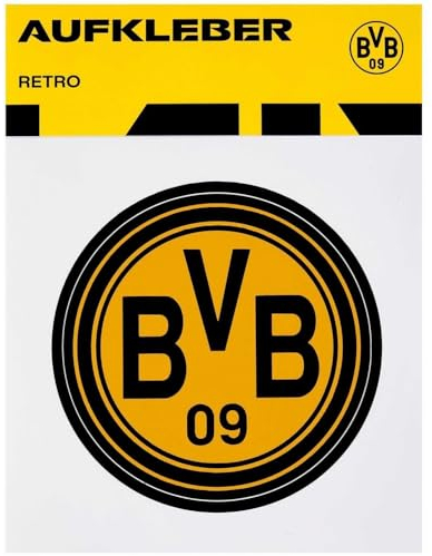 Borussia Dortmund Sticker - Retro Logo - Ø 8 cm Aufkleber schwarzgelb Sticker BVB 09