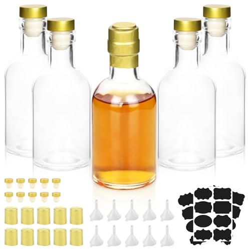 WENLISELL 12 Pack Small Glass Liquor Bottles with T-Top Caps, 100ml Glass Bottles with Heat Shrink Capsules, Empty Glasses Liquor Bottle for Alcohol, Whiskey, Wine, Vodka