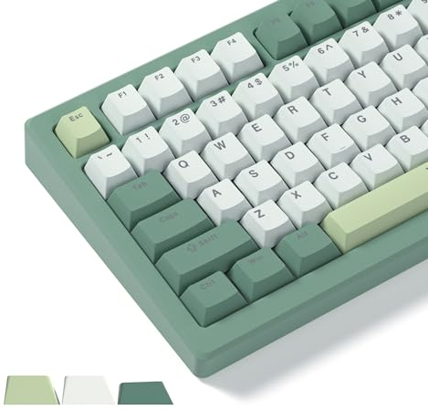 Womier Shine Through Keycaps, PBT Keycaps 60 65 75 100 Percent Cherry Profile Custom Key caps Set for Cherry Gateron MX Switches Mechanical Keyboard-Green Creamy