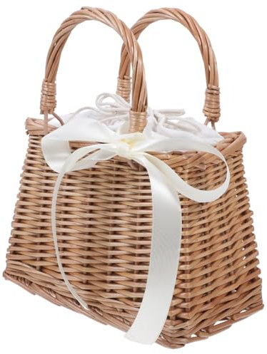 Baluue Weiden-Picknickkörbe mit Griff, Rattan-Aufbewahrungskorb mit Einsatz, geflochtener Weidenkorb, geeignet für Küche, Obst, Wein, Hochzeit oder Picknick