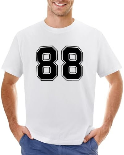 88 American Football Vintage Sport Jersey Number in Black Number on White Background for American Football, Base T-Shirt White XXL