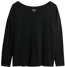 Superdry Damen Langärmeliges Oberteil aus Jersey Schwarz 40