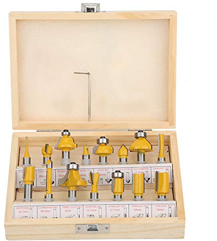 ANKROYU 15-teiliges Fräser-Set, Hartmetall-Holzfräser-Set mit Aufbewahrungsbox, Schaftfräser für Spanplatten