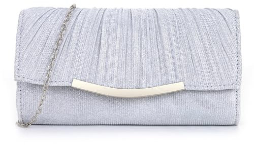 KBRPEY Pochette Clutch Donna Elegante Glitter Clutch Cerimonia Borsetta Tracolla Piccola Brillantinata Borsa Sposa con Catena Staccabile per Matrimoni Feste Serali Ball Cocktail