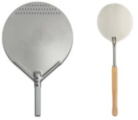 Kit pala redonda para pizza D. 36 cm perforada + palillo