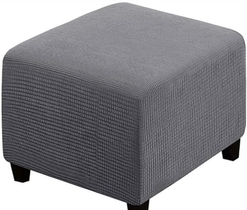 Fußhocker Bezug Ottomane Quadratisch Schonbezug Hockerbezug 60x60 /40x40 Stretch Cordstoff Husse für Fußhocker Ottomanischer Hocker-Bezug Überzug Hocker Protector Waschbar(Dark grey,45x45 cm)