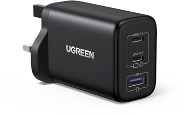 UGREEN 65W USB C Charger 3-Port USB-C GaN Fast Charger Plug Travel Power Adapter Compatible with MacBook Pro/Air, iPad Pro/Air, iPhone 16/16 Pro Max/15, Galaxy S25 Ultra, Pixel, Steam Deck