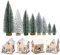 Pineeseatile Weihnachtsdorf Sets 12pcs/Set Weihnachtsdorfsets, 4pcs schneeweiste Weihnachtshäuser mit Dachhäusern mit 8 PCs Weihnachtsbäume.