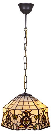 Colgante de techo con cadena y pantalla Tiffany diámetro 20cm Serie Hexa