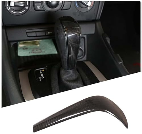 PIUGILH Aufkleber Schalthebel Schaltknopf Geeignet für B@M@W alt 1 Series 3 Series X1 E90 E92 E93 E87,Auto Schaltknauf Abdeckung für B@M@W Autozubehör Innenraum (Schwarze Holzmaserung)