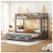 Wyibwy Litera de 90 x 200 cm, cama infantil, cama para niños y niñas, estructura de pino y MDF con escalera y cama extraíble y 3 cajones (gris)