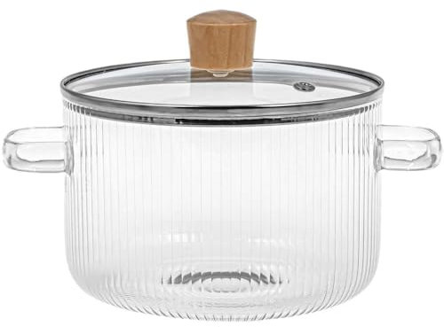 Generic Glas-Kochtopf-Set, 1350 ml, 1500 ml, 1800 ml, Borosilikatglas, unbeschichtet, transparent, 16 cm B x 16,5 cm T x 13,5 cm H, max. 1800 g, Herdplatte, mit Deckel