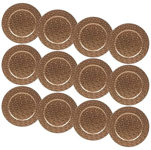 URBNLIVING 33cm Depth Charger Reusable Plates Set Gold Box Weave Design Table Plate for Christmas Halloween Wedding Party Catering Event Decoration Perfect for Any Occasion - Acrylic Material