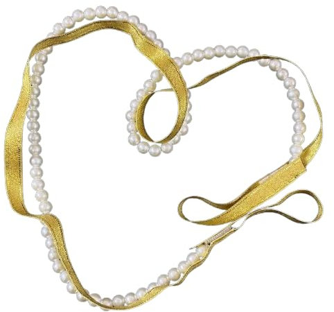 ErYa Elegantes Verlobungsband, Ringband mit Perlen - Nisan Kurdelesi, Söz Yüzük, Incili Kurdelesi Verlobung, Hochzeit, Wedding, Standesamt (Gold)