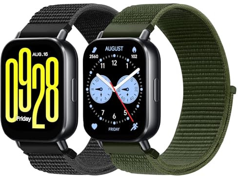 SOiiKE 2 Pièces Bracelets Compatibles avec Bracelet Xiaomi Redmi Watch 5 Active/Xiaomi Redmi Watch 5 Lite, Bracelet en Nylon de Sport Remplacement pour Femmes Hommes
