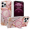 ETPESOK Compatible with iPhone 12/12 Pro Case Marble Pattern with Magnetic Ring Stand [Compatible with Mag-Safe] TPU Protective Phone Case for iPhone 12/12 Pro 6.1, Marble Pink