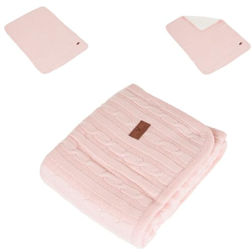 Cangaroo Babydecke 100x75cm Sherpy 100% Baumwolle waschbar weich warm ab Geburt rosa