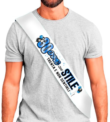 DFPRIME Schärpe 30 Jahre – Geburtstagsband 30 Jahre mit Stil | Dreißig und nicht fühlen! – Lustiges und lustiges Stirnband – Gadget zum 30. Geburtstag – originelles Geschenk für Damen und Herren