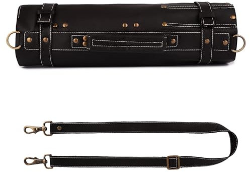 Premium Leather Chef Knife Roll Bag – 18 Slot Knife & Tool Holder | Travel-Friendly Cutlery Organizer for Professional Chefs & Culinary Experts