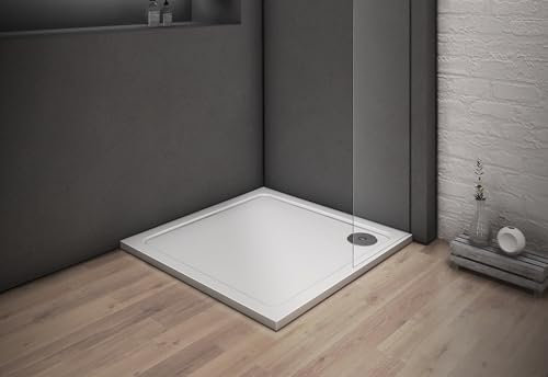 Receveur de douche blanc - 80x80x3cm - carré - Bac à douche extra plat - Antidérapant