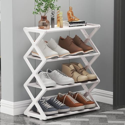 Zapatero, escalera en forma de X, organizador de almacenamiento multicapa, diseño que ahorra espacio para la entrada del dormitorio del hogar (D)