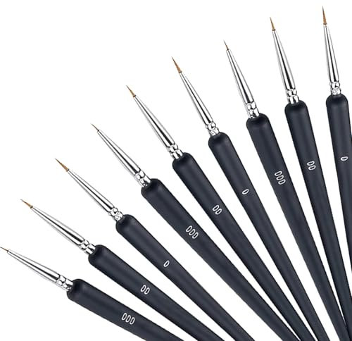 Paint Brush Set, Miniature Brushes for Model & Art Painting, Small Acrylic Paint Brushes for Artists, Adults & Beginners – Ideal for Painting by Numbers (Blue-9Pcs 0/00/000)