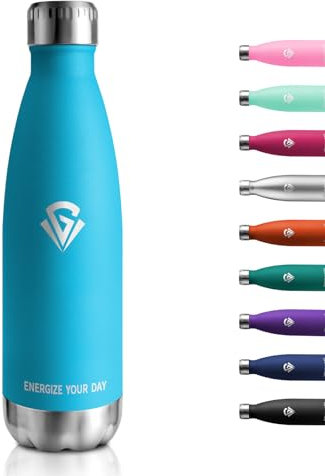 Gourde Inox 500ml, sans BPA, Bouteille Étanche, Bouteille d'eau Acier Inoxydable à Double Paroi Réutilisable, Bouteille Isotherme pour Bureau, École, Randonnée, Sport, Voyage, Enfant ou Adulte